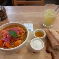 Dahl with homemade lemonade at Le Pain Quotidien - Varenne in Paris