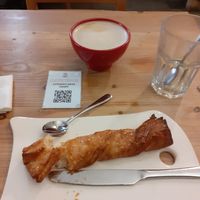 Vegan toursade with oat milk latte at Le Pain Quotidien - Varenne in Paris