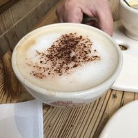 The vegan cappuccino ^  at Le Pain Quotidien - Varenne in Paris
