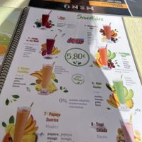 Drink menu  at Ten O'Clock in Tenerife