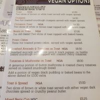 Page 1 of vegan menu at Slattery in Manchester
