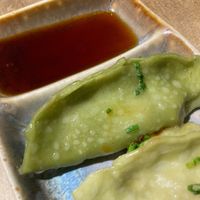 Gyoza with vegetables: carrots, cabbage, sun-dried tomatoes, chickpeas, ginger served with ponzu sauce  at Yume Ramen in Rimini