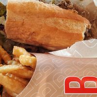 Vegan Beef (- a few bites) w/hot giardiniera, sweet peppers & fries at Buona in Schererville