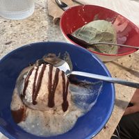 Mint chocolate chip and brownie “ice cream”   at Abuelita Coco in Oak Lawn