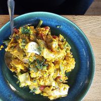 Paella Vegano (mit Artischocken und gemischtem Gemüse) at La Culinaria im Theater in Freiburg