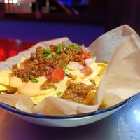 Nachos con salsa de miso y carne vegetal casera con teriyaki. at Akihabar in Barcelona