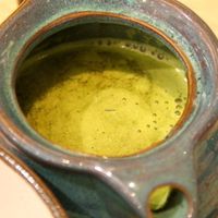 Lei cha is made of green tea, basil and mint. Recommendable only for those who like to eat green tea dishes.   at Simple Life - Jalan Sultan Ismail in Kuala Lumpur