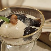 Coffee barley jelly with barley powder ice cream at Salloga in Sapporo