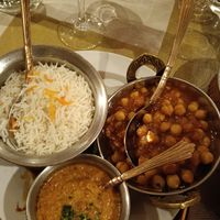 Rice with spicy sauce and chickpeas at Ristorante Shri Ganesh in Turin