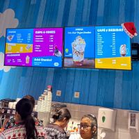 Fun-Fair Vegan Sundae advert on menu screen at Ben & Jerry's in Oviedo