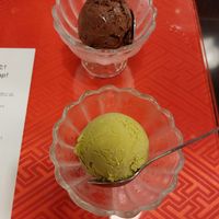 Matcha & Chocolate ice cream at Vegan Izakaya Masaka (ヴィーガン 居酒屋 真さか)- Kyoto in Kyoto