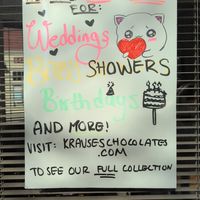 Sign found outside at Krause's Chocolates in Rhinebeck