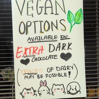 Sign found outside... Now I know there are vegan options! at Krause's Chocolates in Rhinebeck