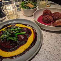 Portobello mit Polenta & Spinat at Schwein in Vienna