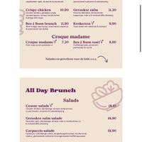 Brunch menu  at Bes & Boon in Eindhoven