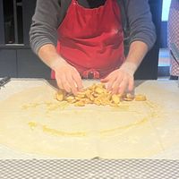 making the apple strudel!  at Edelweiss Cooking School in Salzburg