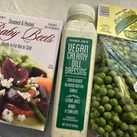 The dill dressings is sooo good, disappointing it contains canola oil, but still so good.   Beets and peas made for a nice salad!  at Trader Joe's in Rochester
