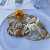 Raw and pan-fried fennel, carrot caramel, koji cream  at TestTafel in Amsterdam