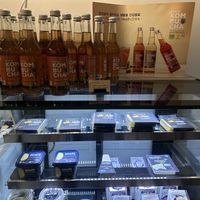 Vegan products such as Violife vegan cheese and butter, kombucha and oat milk available for sale  at Pureun Deli - 푸른델리 in Seoul