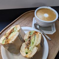 Mushroom avocado bagel at Pureun Deli - 푸른델리 in Seoul