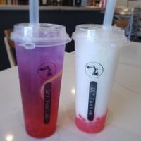 The cupid and dairy free fresh strawberry oat milk at DIY Tea Lab in Newcastle