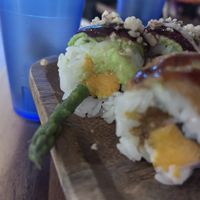 101 East vegan roll and sweet baby vegan roll  at The Buzz Sushi & Market in Santa Cruz