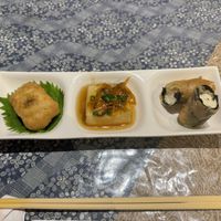 First dish  at Sabo Mameya - 薬師豆富茶房まめ家 in Nagano