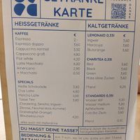 Drink menu, oat milk doesn't cost extra at Occa Café in Eichstaett