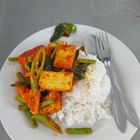 Tofu stir-fried with red curry paste at Tip Samed Restaurant in Koh Samet