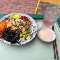 The Sesame Tofu Poke Bowl is amazing at Le Petit Prince Cafe in Luang Prabang