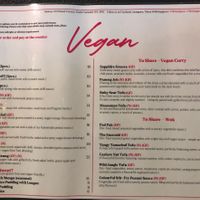 The vegan side of the menu  at 3 Little Pigs in South Fremantle