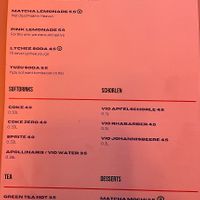 Menu drinks  at KYO Burger in Dusseldorf