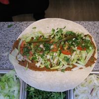 Cigkoefte durum (=wrap) before roll up at Vegitat - Klybeckstrasse in Basel