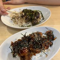 Teriyaki eggplant and sweet and spicy crispy veg  at Eat-Alley Asakusa in Tokyo