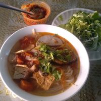 Bun (rice noodles in tomato broth with lots of mock meat) at Tam Quang Minh in Hoi An