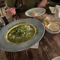 Green curry and casava chips at Baia in Speightstown