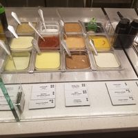 Sauces / dressings are clearly labeled vegan at Salata in Spring