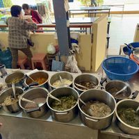 Aside from a la carte items you select which items to add to your plate    at Vegetarian Food in Phetchaburi