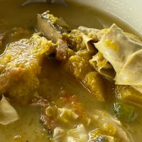 This delicious pumpkin (kabocha?) curry was not from the big pots, but ordered separately.   at Vegetarian Food in Phetchaburi