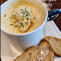 Soup of the day served with toasted baguette   at ID-eclair in Pasadena