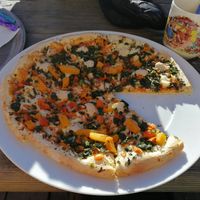 Pizza mit Kürbis und Spinat at Reiteralm-Hütte in Schladming