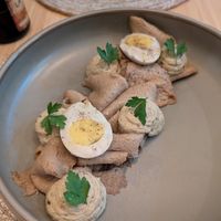 Guaidil (vegan eggs with seitan) at Berro Bistrot in Gran Canaria