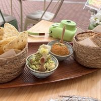 Guacamole and hummus starter  at Berro Bistrot in Gran Canaria
