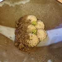 Gofio mousse with a gofio cinnamon sand   at Berro Bistrot in Gran Canaria