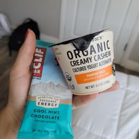 cliff bar and cashew yogurt at Trader Joe's in La Mesa
