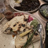 Vegan tlayuda and mole negro  at Oaxaca Te Amo in Oaxaca