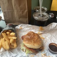 Fries and One Night Stand (bacon cheeseburger )  at Slutty Vegan in Baltimore