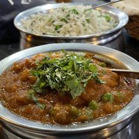 Aloo mutter (175 baht) with mutter basmati rice (75 baht)  at S and S Indian Restaurant in Hua Hin