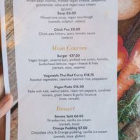 Vegan menu at Shannon Springs Hotel in Shannon