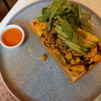 Breakfast waffle with tofu at Sweet Love Caffe in Vilnius